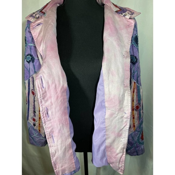 VINTAGE Indigo Moon Funky Retro Jacket Womens Medium Embroidered Embellishments - Picture 4 of 7